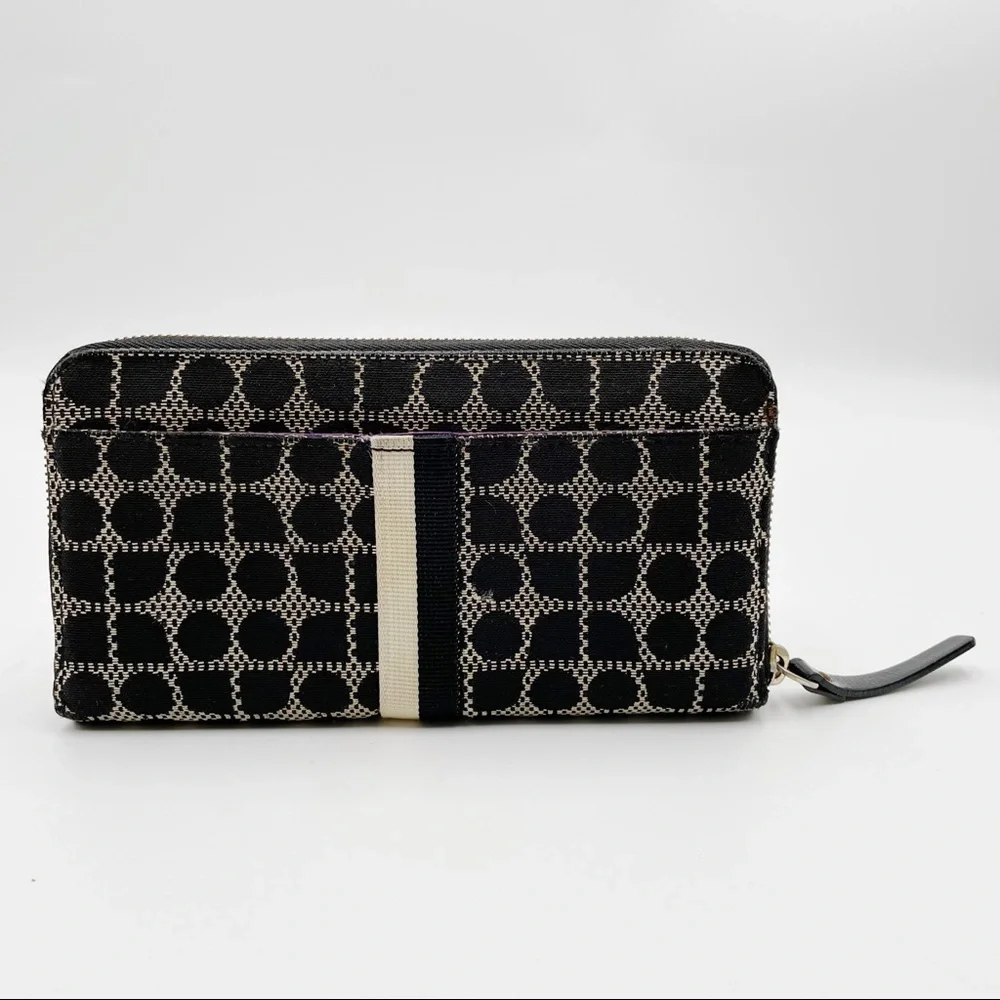 Kate Spade Classic Noel Neda Black Cream Canvas Zip Around Wallet - Picture 9 of 14